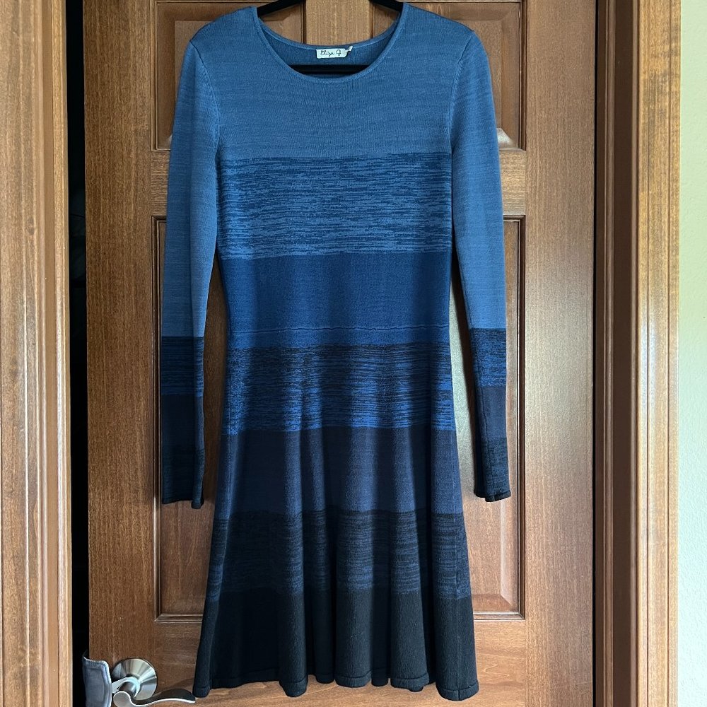 Eliza J Long Sleeve Blue Gradient Sweater Dress